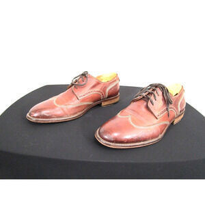 Johnston & Murphy Italy Brown Leather Wingtip Oxfords Shoes Men Sz 9.5 M